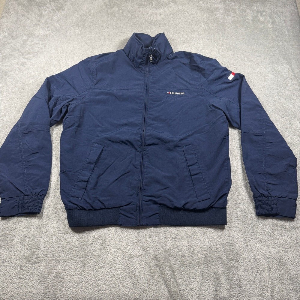Tommy Hilfiger Jacket Mens Small Blue Full Zip Windbreaker Bomber